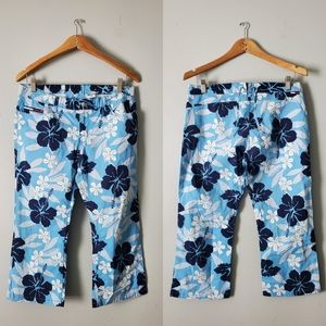 Tommy Hilfiger Jeans Hawaiian Tropical Y2K Low Rise Waist Capris Pants